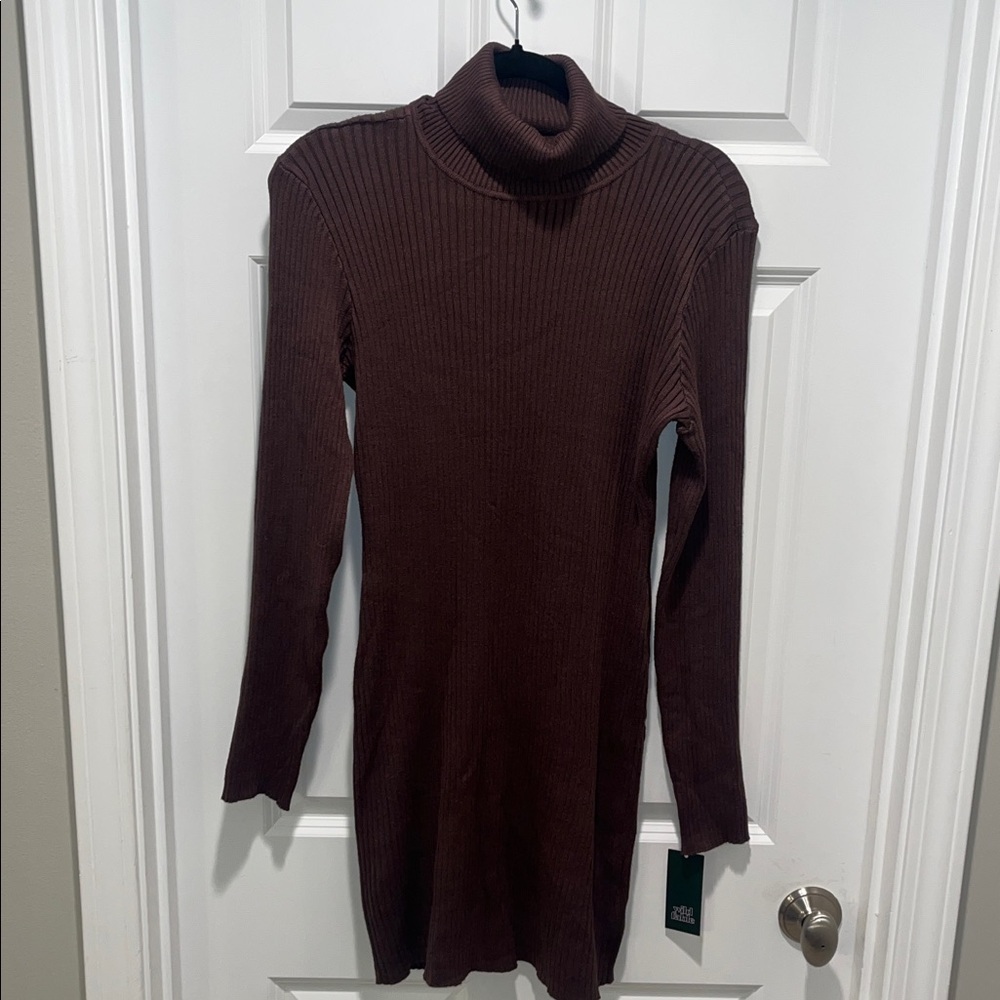 NWT Women's Long Sleeve Bodycon Mini Sweater Dress - Wild Fable Chocolate brown - Picture 8 of 8